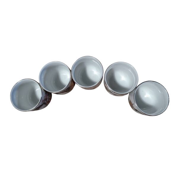 Vintage Tea Cup Japanese Geisha Porcelain Wine Tumbler Gold Accents Set of 5 - Picture 3 of 4